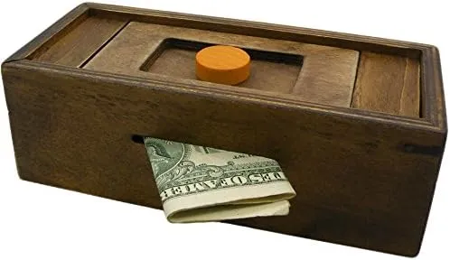 Puzzle Box Enigma Secret Discovery - Money and Gift Card Holder in A Wooden Magic Trick Lock