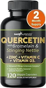 Quercetin with Bromelain, Nettle + Vitamin C, D3 and Zinc