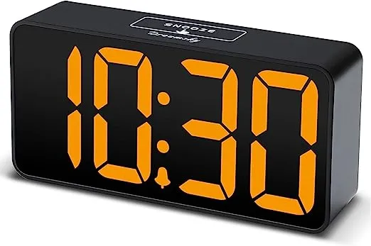 DreamSky Compact Digital Alarm Clock with USB Port for Charging, 0-100% Adjustable Brightness Dimmer, White Bold Digit Display, Adjustable Alarm Volume, Bedside Alarm Clock with Snooze,12/24Hr