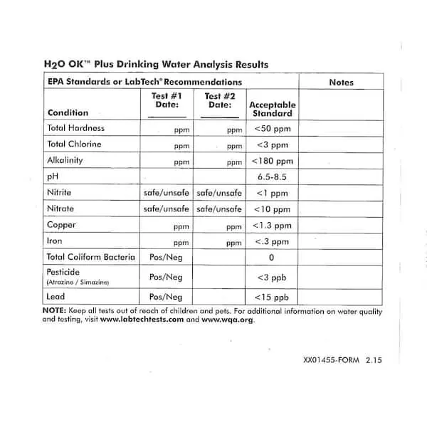 Mosser Lee LT5010-6 LabTech LT5010 H2O OK Drinking Water Analysis Kit