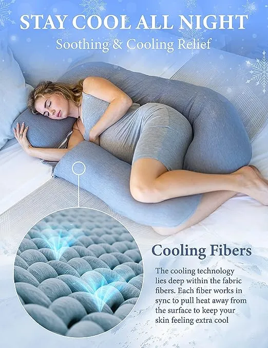 Pharmedoc Pregnancy Pillows, U-Shape Full Body Pillow – Removable Cooling Cover -Dark Grey – Pregnancy Pillows for Sleeping – Body Pillows for Adults, Maternity Pillow and Pregnancy Must Haves