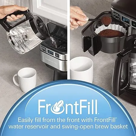 Front-Fill 12 Cup Programmable Coffee Maker with Swing-Out Basket