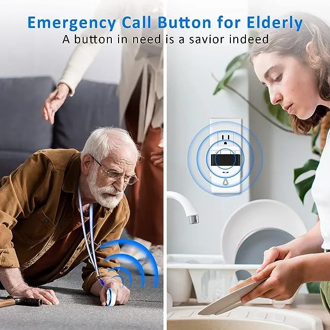 Wireless Caregiver Pager, Medical Alert Systems with 3 Call Buttons and 3 Receivers for Seniors/Elderly at Home, Emergency Panic SOS Call Bell, Nurse Calling & Patient Assistance Alert