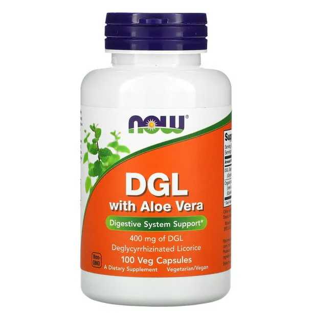 DGL with Aloe Vera, 400 mg, 100 Veg Capsules, NOW Foods