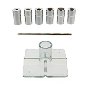 DCT SAE Drill Bit Guide Centering Punch 8-pc Center Drilling Set Kit – 3/16 to 1/2in Bushings, Locating Pin, Guide