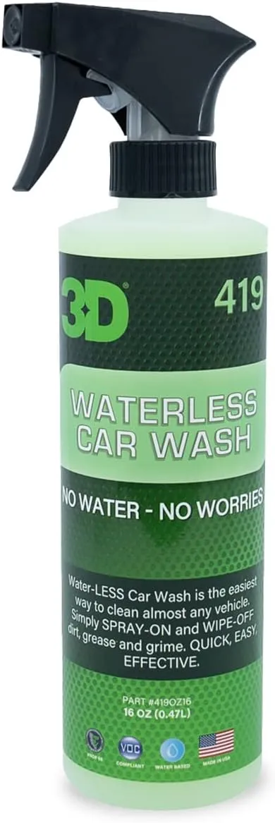 3D Waterless Car Wash - Easy Spray Waterless Detailing Spray - No Soap or Water Needed - Great on Cars, RVs, Motorcycles & Boats 1 Gallon