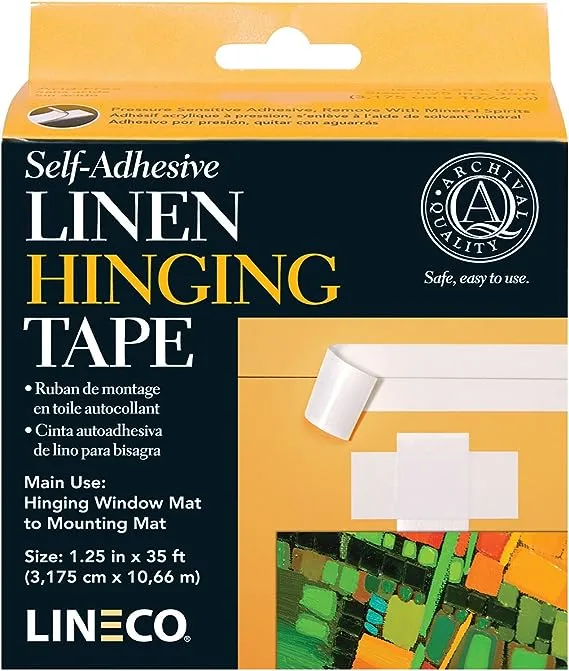 Self-Adhesive Linen Hinging Tape 1.25 Inch x 35 Feet Neutral pH Acrylic Adhes...