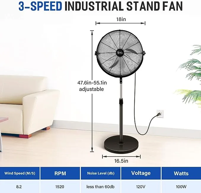 Simple Deluxe 20 Inch Pedestal Standing Fan