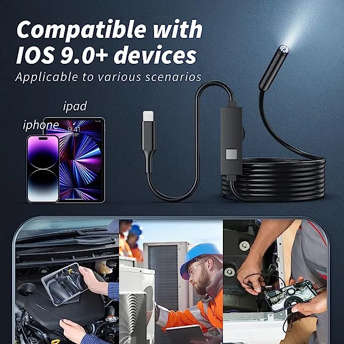 Kinpthy Endoscope Camera with Light 1920P HD Borescope Tools with 8 Adjustable LED Lights