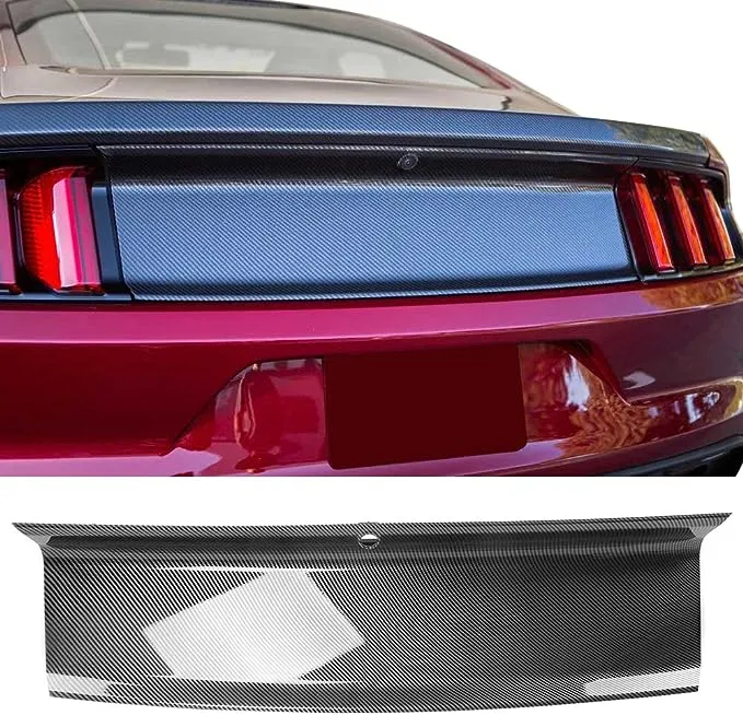 Trunk Boot Cover Compatible With 2015-2023 Ford Mustang, ABS Rear Trunk Cover Panel Decorating Board Carbon Fiber Print by IKON MOTORSPORTS