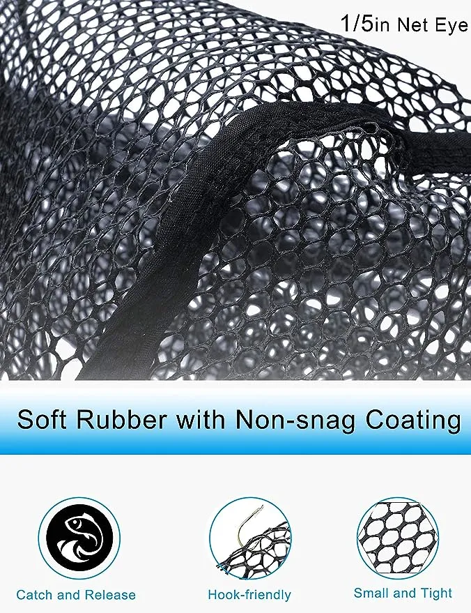 Fly Fishing Net Trout Net Kayak Fishing Net Freshwater Trout Fishing Landing Net Rubber Mesh for Catch and Release