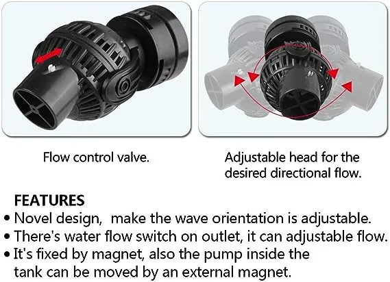 FREESEA 1050 GPH Aquarium Circulation Pump Wave Maker Power Head with Magnetic Mount Suction