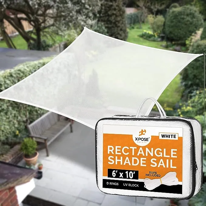 Outdoor Sun Shade – 6' x 10' White Rectangle Shade Sails for Backyard - Sun Shade Balcony Shade Canopy - Pergola Shade Cover for Garden - Sun Sail Deck Shade Sunshades for Patio - Sun Shades Outdoor