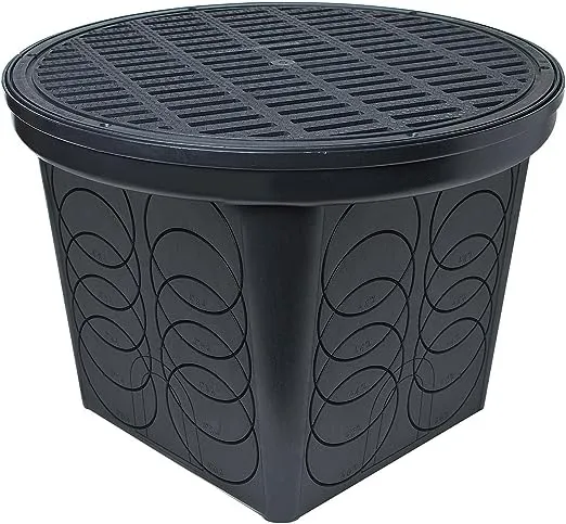 StormDrain FSD-3017 20 in. Large Round Catch Basin with Black Grate Kit