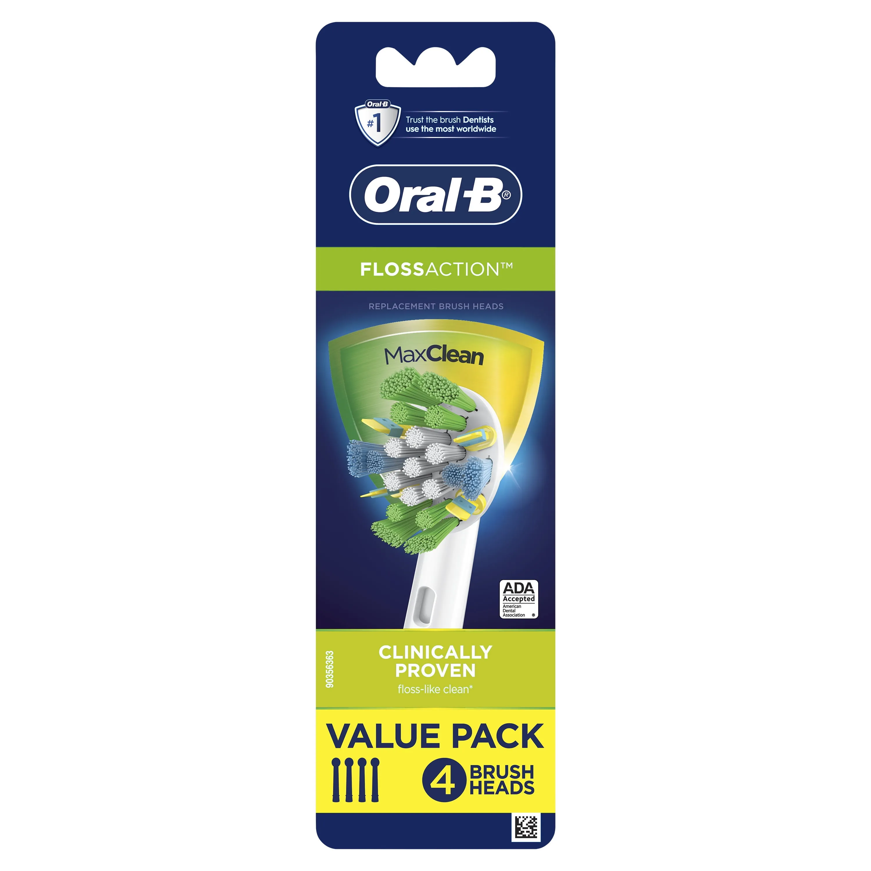 Oral-B FlossAction Electric Toothbrush Replacement Brush Heads, 4 Count