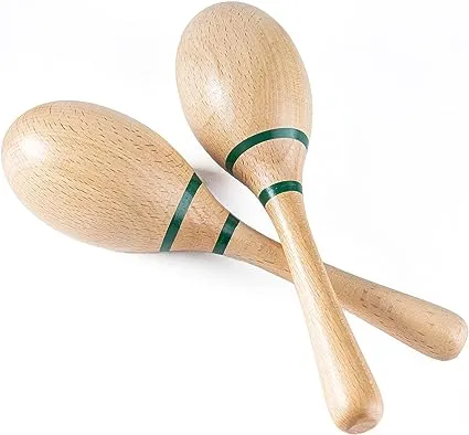 Musfunny Maracas Hand Percussion Rattles,Beech Wood Material Rumba Shakers with Clear and Professional Sounds Musical Instrument for Party,Games (Natural)