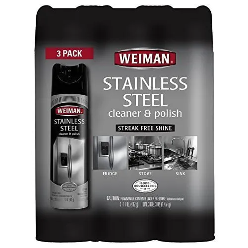 Weiman Stainless Steel Cleaner & Polish Protects Appliances From Fingerprints & Gives a Streak-Free Shine - For Refrigerators, Oven, Dishwasher, Stove - 2 Pack Aerosol Spray with Microfiber Cloth Included