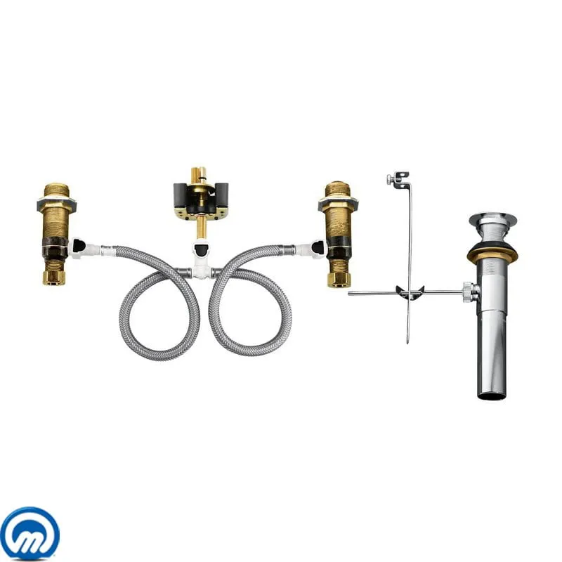 Moen Brass Widespread Bathroom Sink Faucet Rough-In Valve with Drain Assembly, Featuring M-PACT Technology, 9000, 0.5, Brass