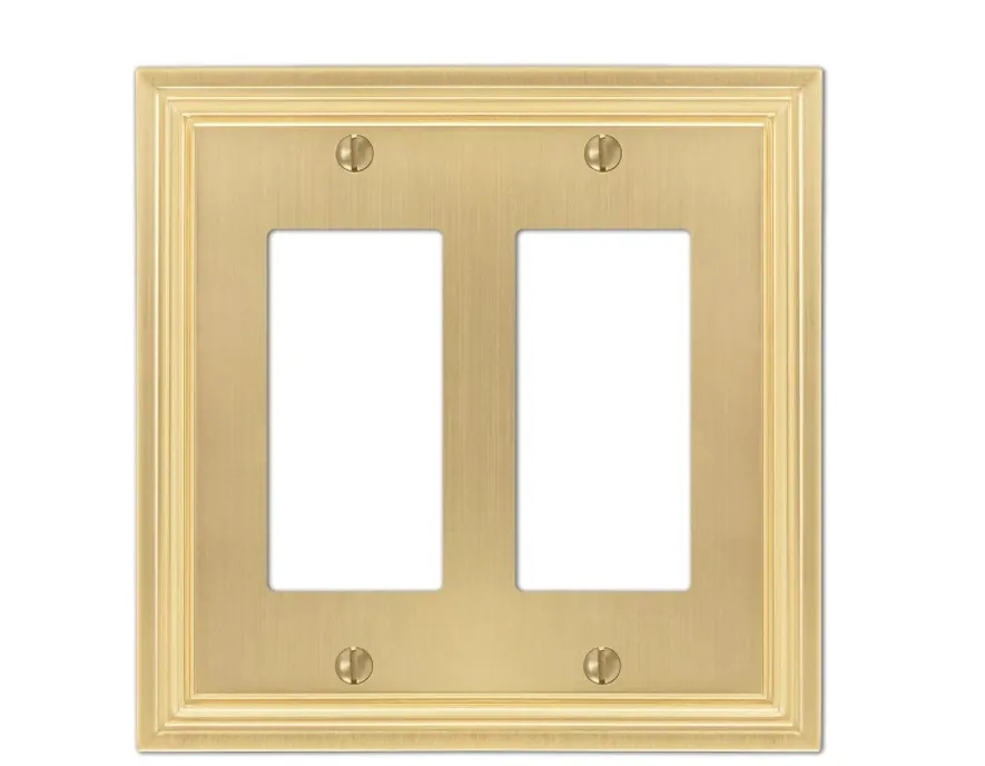 Amerelle 98RRSB Daltry Wallplate, 2 Rocker, Cast Metal, Satin Brass, 1-Pack