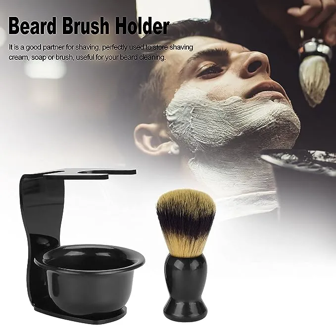 3-in-1 Shaving Brush Kit Includes Badger Hair Shaving Brush Shaving Bowl Razor & Brush Holder Shaving Brush Set for Father Husband Boyfriend Birthday and Valentines Day Gifts