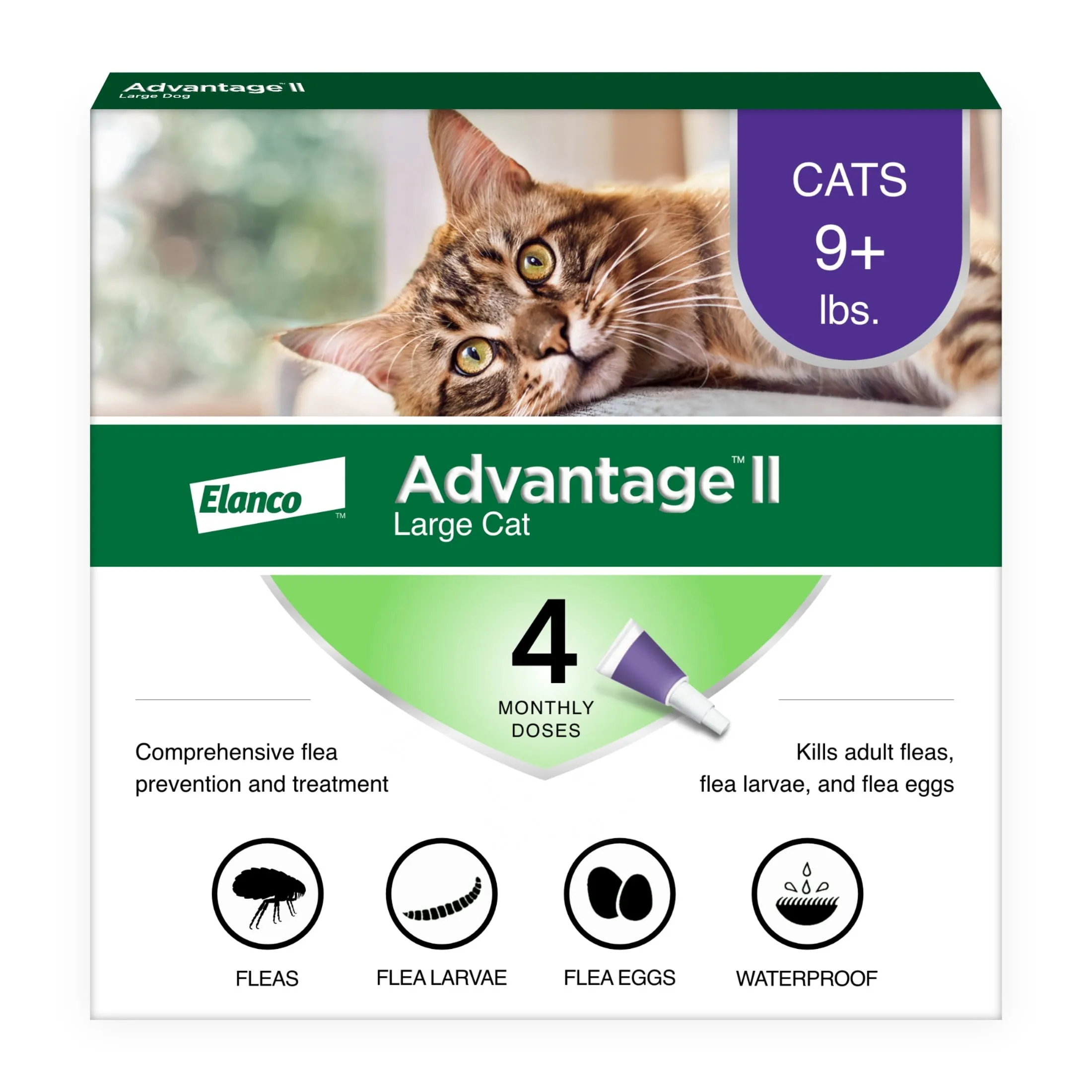 Advantage II Vet-Recommended Flea Prevention for Small Cats 5-9 lbs, 4-Monthly Treatments