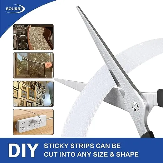 1 Inch x 26 Feet Hook and Loop Tape Sticky Back Fastener Roll, Nylon Self Adhesive Heavy Duty Strips Fastener for Home Office School Car and Crafting Organization