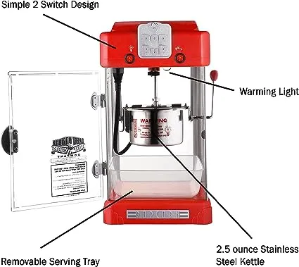 Pop Pup Popcorn Machine - 2.5oz Popper with Stainless-Stee<wbr/>l Kettle, Serving T...