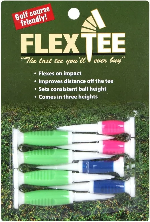 FlexTee Flexible Golf Tees (8 Pack), Florescent Green/Blue/Pink