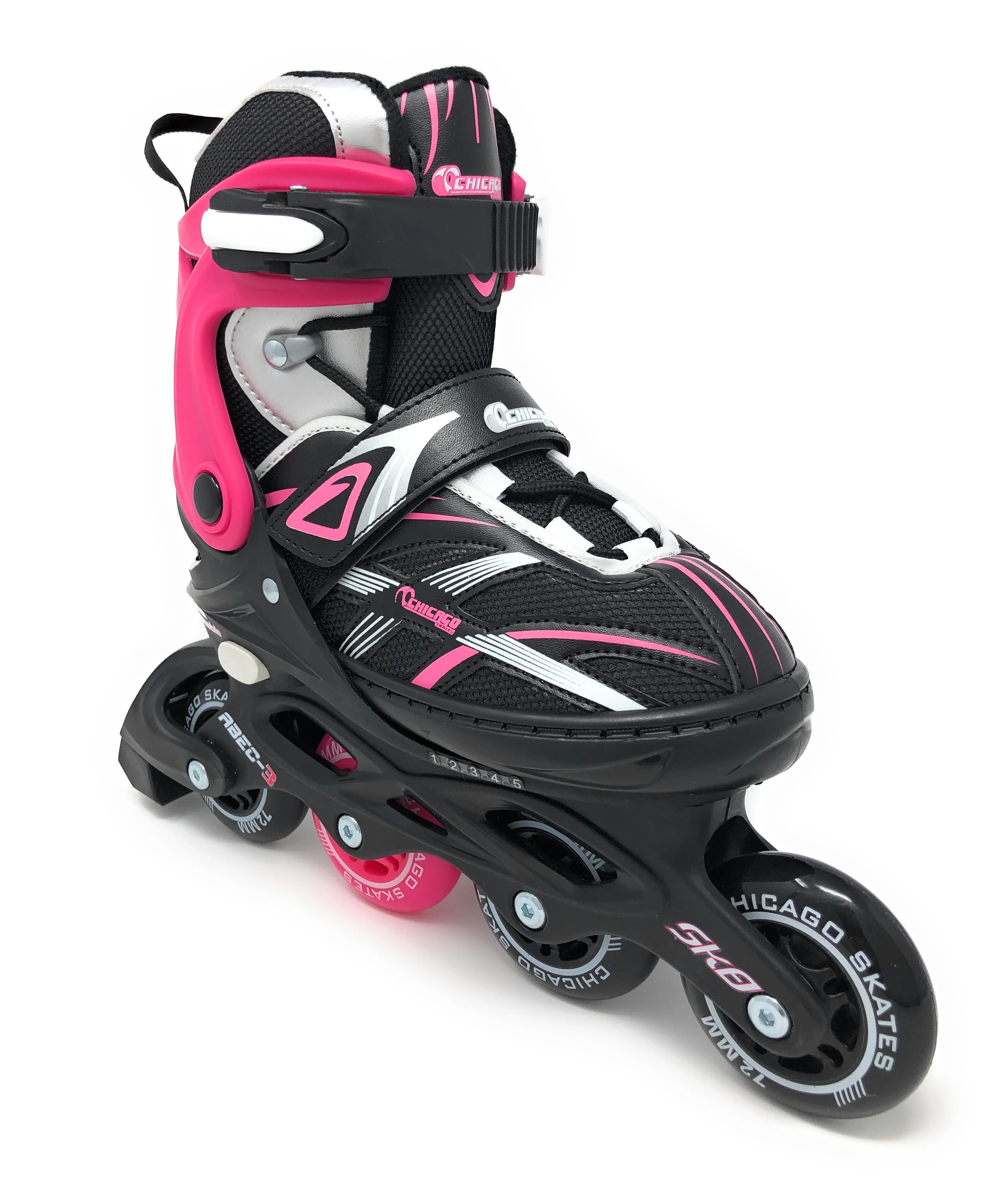 Chicago Skates Adjustable Kids&#039; Inline Skates - Black/Pink (1-4)