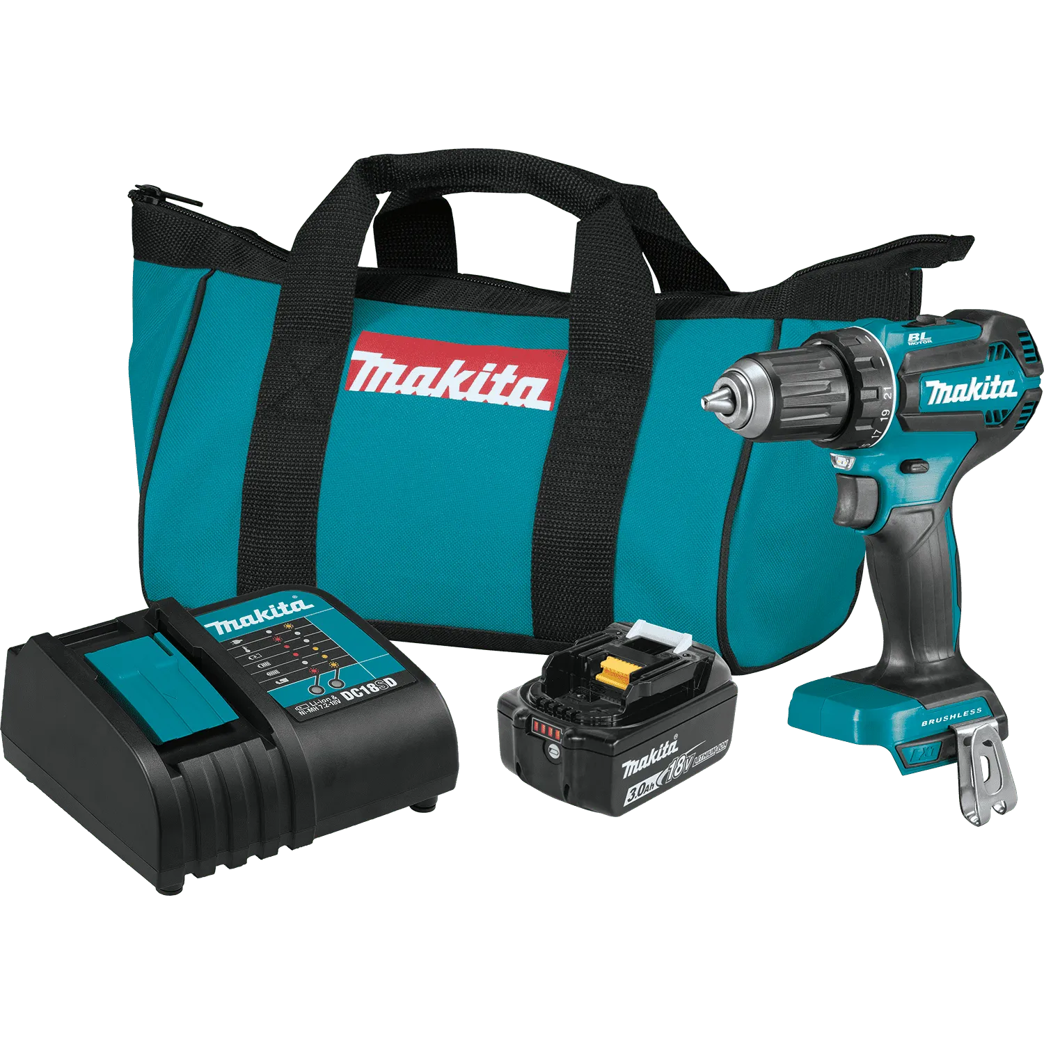 Makita XFD131 18V LXT Lithium Ion Brushless Cordless 1/2" Driver Drill Kit