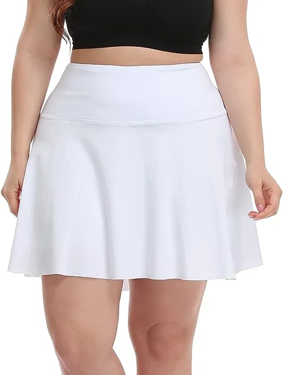 HDE Women's Plus Size Tennis Skort Pleated Athletic Golf Skirt with Shorts