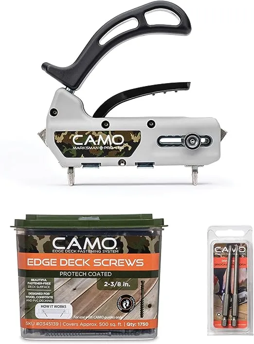 CAMO Marksman Pro-NB Kit, Narrow Board Deck Tool, 1750 Edge Screws & Bits, Edge Fastening Installation, Fits 3-1/4 to 5" Boards, 3/16" Spacing (0345015)