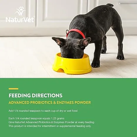 NaturVet Advanced Probiotic & Enzymes Powder for Dogs & Cats 4-oz