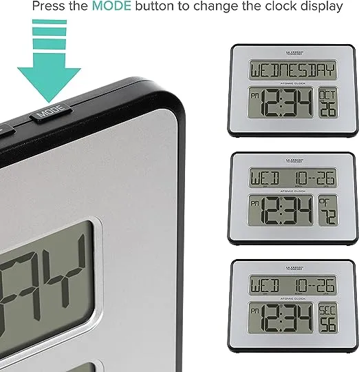 La Crosse Technology 513-1419BLv4-INT Backlight Atomic Full Calendar Clock with Extra Large Digits