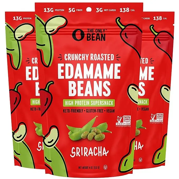 - Crunchy Roasted Edamame Beans (Sea Salt) - Keto Snacks (2g Net) - High Prot...