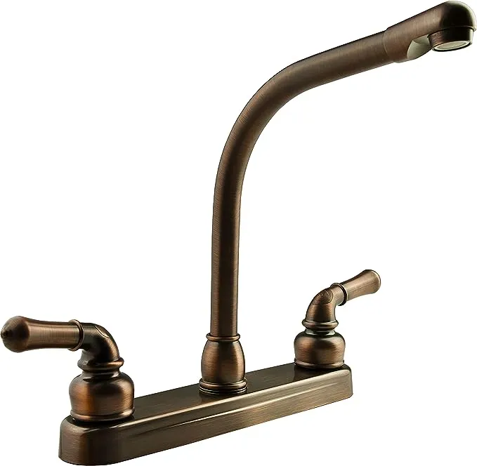 Dura Faucet DF-PK210C-ORB Hi-Rise RV Kitchen Sink Faucet with Classical Levers (Oil Rubbed Bronze)