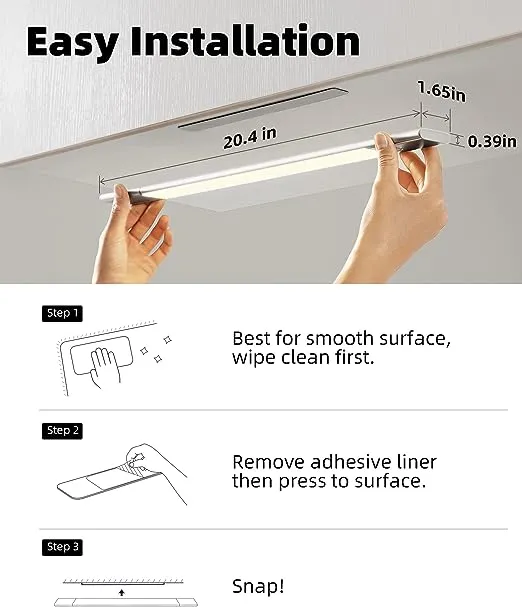 EZVALO Under Cabinet Lighting, Rechargeable 2200mAh Detachable Battery, 76 LED Dimmable Closet Lights, 3 Color Temps, Wireless Motion Sensor Light for Kitchen, Stairway, Wardrobe