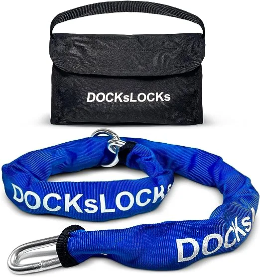 DocksLocks Heavy Duty Cinch Style 8mm Security Chain - (3ft, 6ft or 10ft) - Weatherproof and Cut Proof Chrome Alloy Carbon Steel - 3 ft