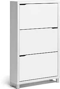 Baxton Studio Simms 3 Tier Modern Shoe Cabinet, White