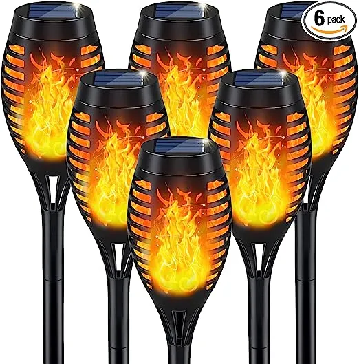 Solar Lights Outdoor, Solar Torch Light with Flickering Flame for Garden Decor, Solar Garden Lights, Waterproof Solar Powered Outdoor Lights, Flame Torches for Outside Patio Pathway Yard Decorations