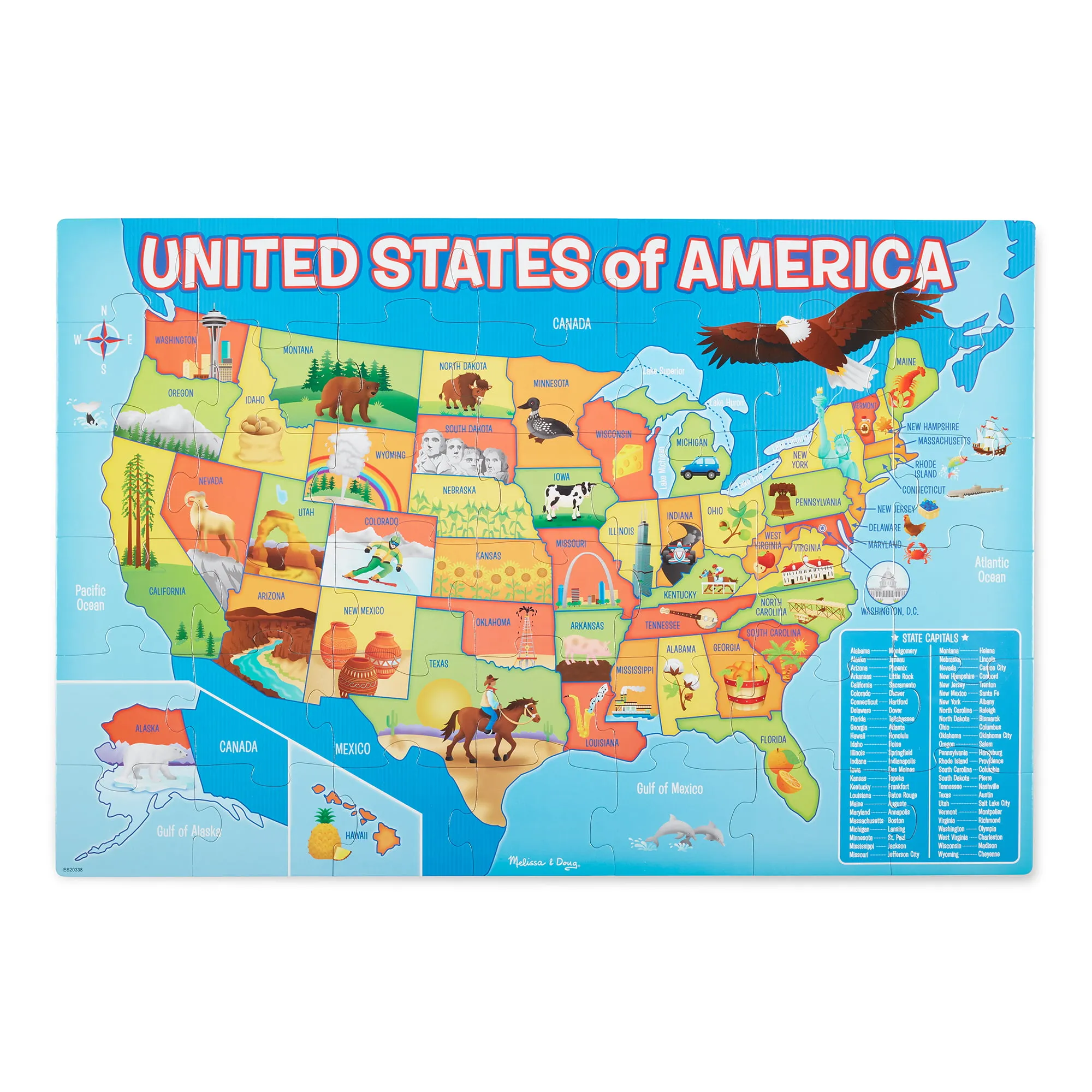 Melissa &amp; Doug 42 Large Pcs USA Map Floor Puzzle 34&#034;x22.7&#034; Ages 3+ NEW