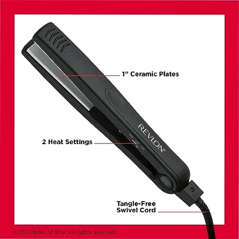 Revlon Smooth and Straight Ceramic Flat Iron | Fast Results, Smooth Styles (1 in)