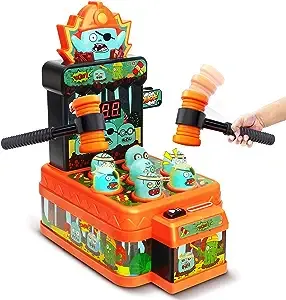 Arcade Game Toys for 3 Year Old, Whack Game Mole, Mini Electronic Interactive Hammering & Pounding Toys, Gift Idea for Toddler Kids Boys Girls Ages 3 4 5 6 7 8+, Cartoon Zombie Style Fun Halloween Toy