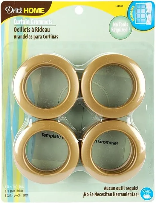 Dritz Curtain Grommets 1-9/16" Inner Diameter, Brass - 8 pack