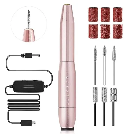 Makartt Nail Drill Bits, 7Pcs Tungsten Carbide Diamond Ceramic Nail Drill Bit Set For Acrylic Nails 3/32 Drill Bits For Nail Drill Remover Gel Polish Poly Nail Gel Nails Cuticles