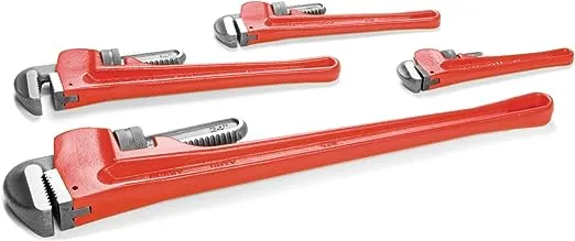 Performance Tool W1136 4pc Heavy-Duty Adjustable Straight Pipe Wrench (8, 10, 14 & 24-Inch)