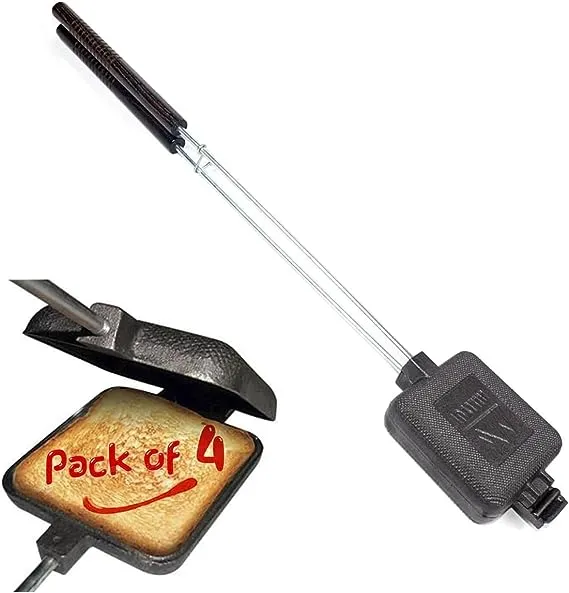 Campfire Sandwich Maker Cast Iron Pack of 4 - Pudgy Pie Maker for Camping, Mountain Pie Cooker