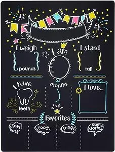 BLUE PANDA Monthly Baby Milestone Chalkboard, First Year Boy and Girl Age Tracking Growth Sign (11.6 x 15.6 in)