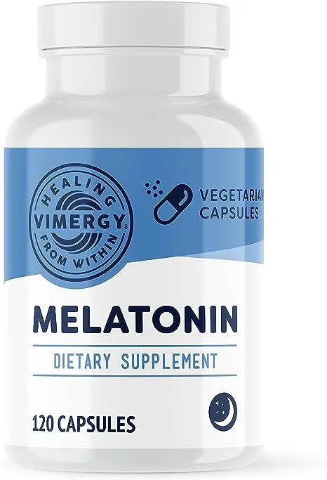 Vimergy Melatonin Capsules, 120 Servings – Natural Sleep Aid – Sleep Supplement – Helps You Fall Asleep Faster & Stay Asleep Longer - Non-GMO, Gluten-Free, Kosher, Soy-Free, Vegan, Paleo