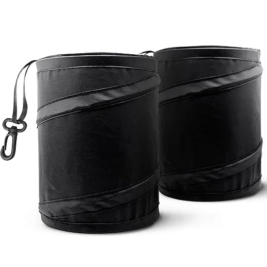 Mavoro Car Trash Can, Portable Garbage Bin, Collapsible Pop-Up Water Proof Bag, Waste Basket Bin, Rubbish Bin (2 Pack, Black)